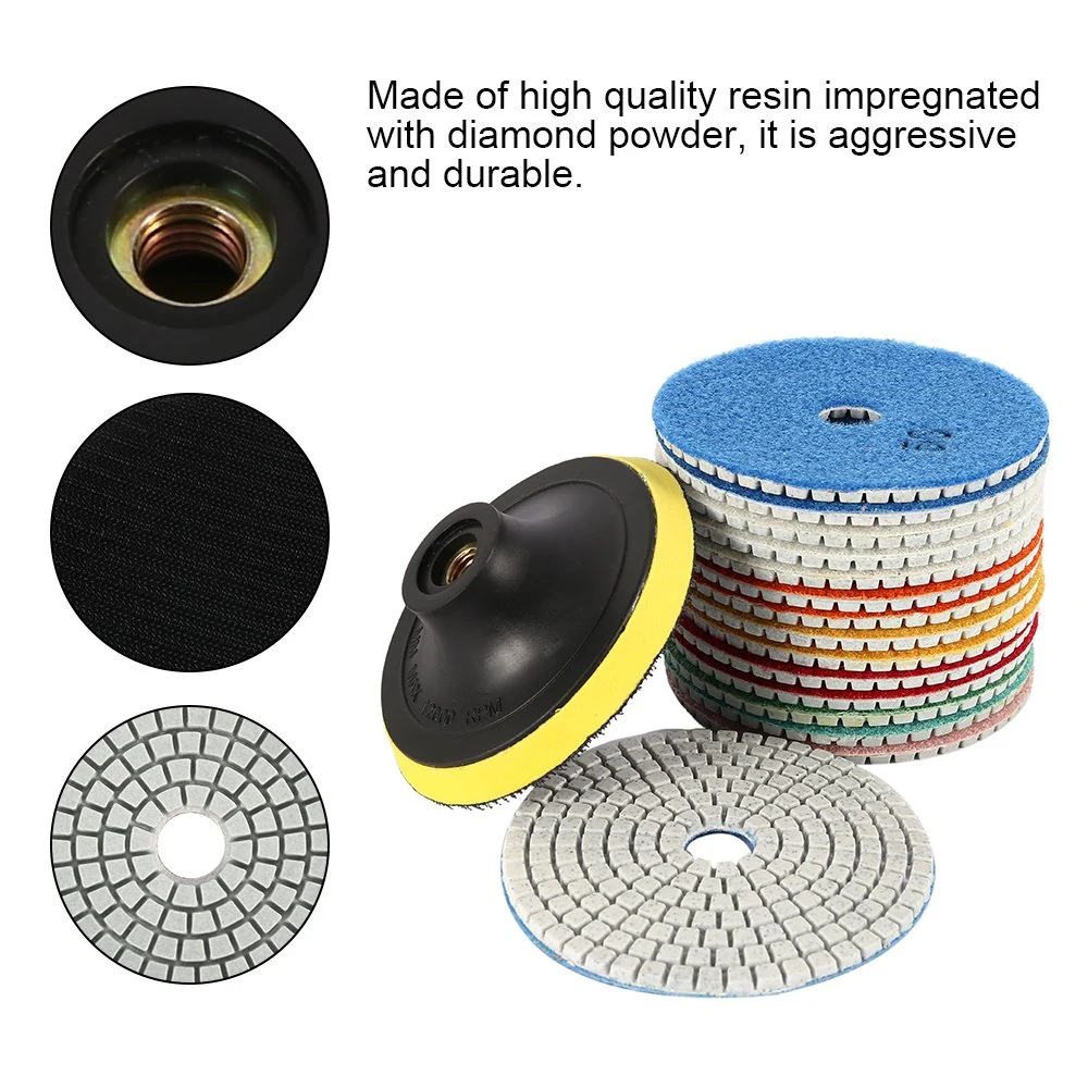 15PCS/Set Diamond Polishing Pads 4inch 100mm Wet/Dry Polishing Backer Granite Marble Concrete Stone